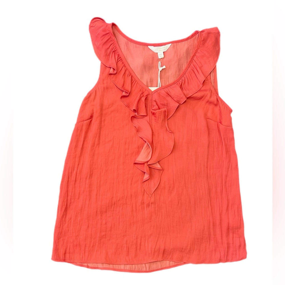 LC Lauren Conrad Coral Ruffle Sleeveless Blouse